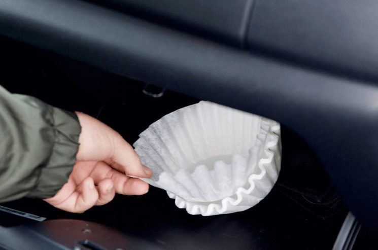 Use coffee filters in the car for napkins, wiping up spills, dusting the dash, and even wiping the dip stick.