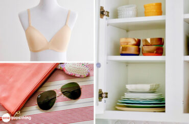 A collage of pictures showing a bra and sunglasses.