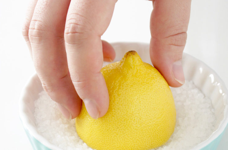 Remove permanent marker from butcher block with lemon and salt.