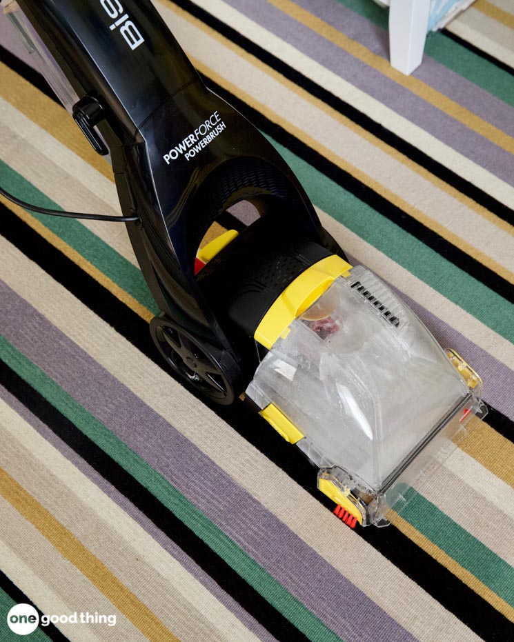 Use a 1/2 cup borax added to the solution in your carpet cleaner to boost the cleaning power.