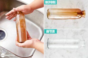 The quick way to clean glass bottles uses vinegar and salt