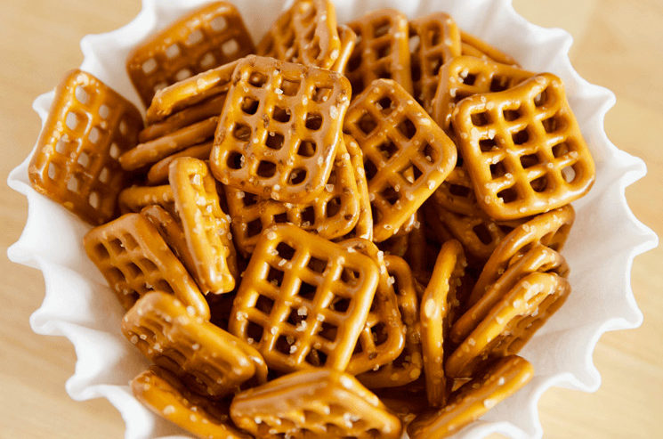 You can serve the perfect individual serving of snacks in a coffee filter.