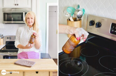 This homemade citrus degreaser contains lemon oil and castile soap, making it ideal for greasy stovetops.