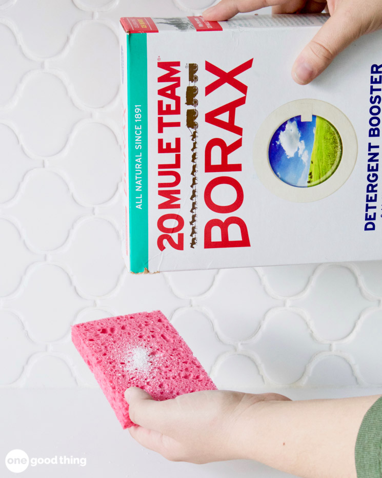 You can use borax on a sponge straight from the box as a scrubbing agent.