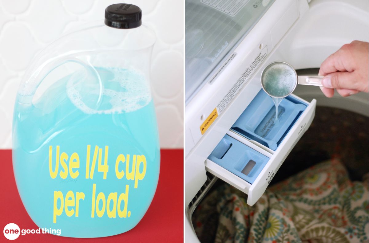 Use a quarter cup of your homemade liquid detergent per load.