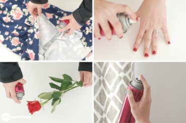 Learn the uses for hairspray when spraying a rose on a fabric.