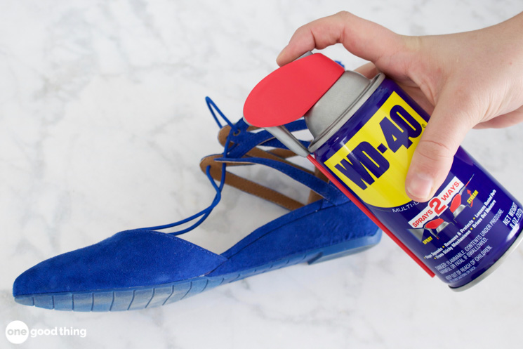 Uses for WD-40 - spraying on shoe