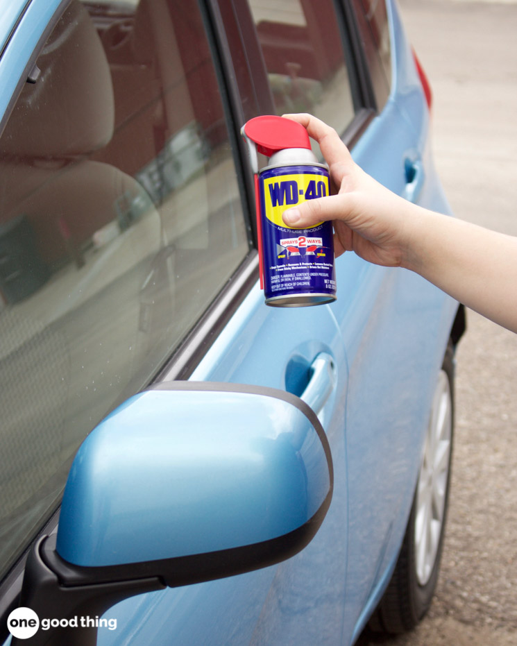 spraying on car window