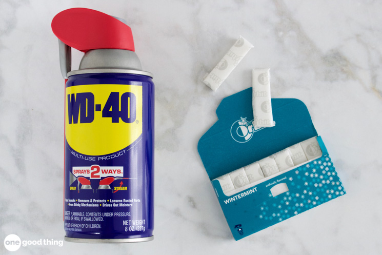 Uses for WD-40 - with a pack of gum