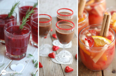 collage of three images showing various valentine's day mocktails