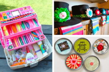 A simple collage showcasing handmade gifts made from various craft supplies, including hats.