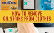 Guide on how to remove oil stains from clothes using baking soda, hydrogen peroxide, and dish soap.