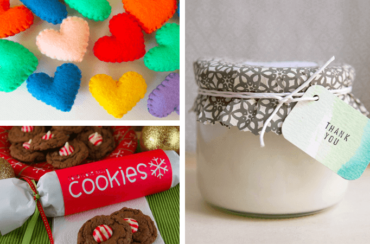 A simple collage of handmade gifts - pictures of cookies and jars.