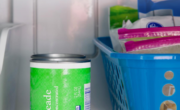 A can of limeade in a freezer.